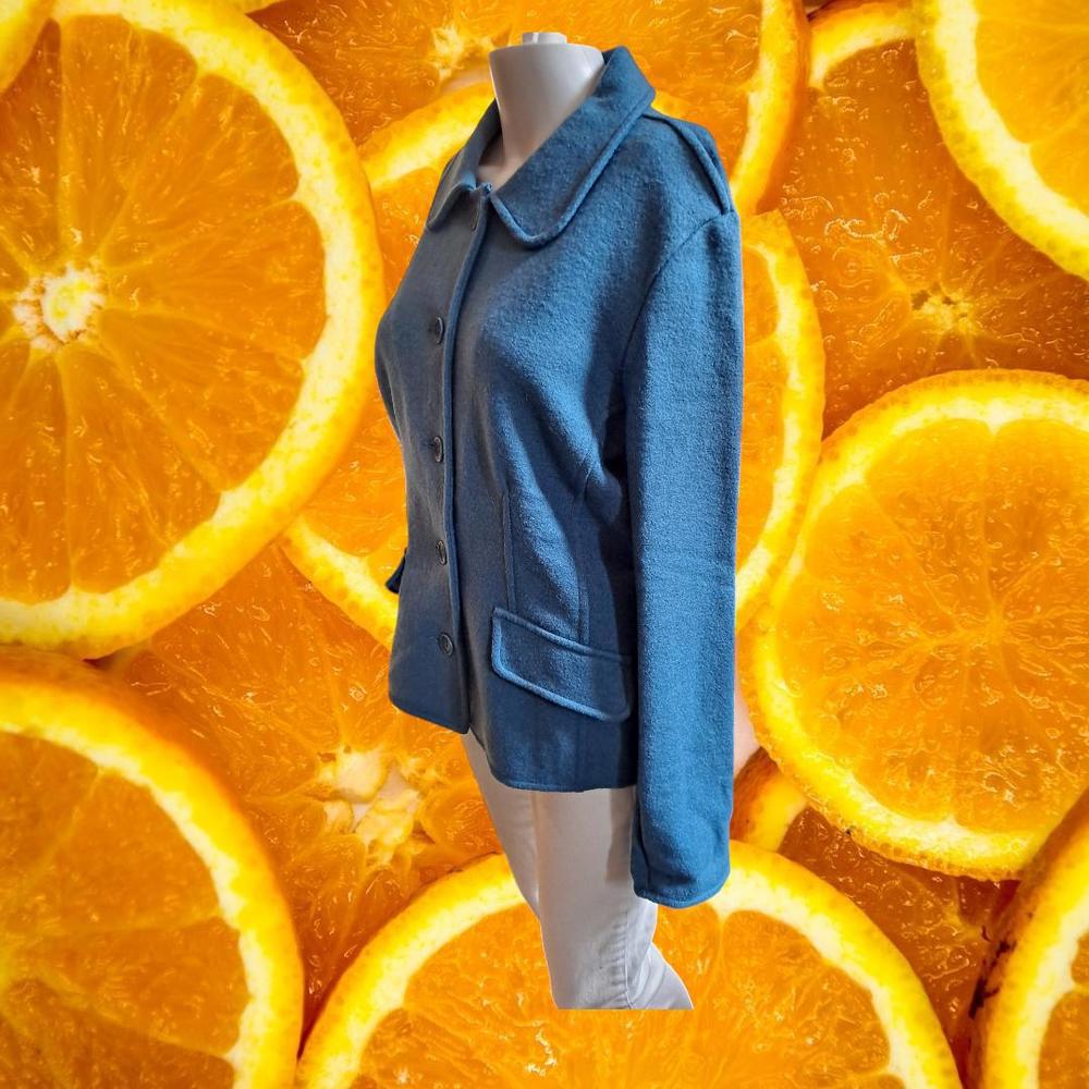 Talbots Alpaca Blend Button Up Collared Blue Blazer‎ Size Large